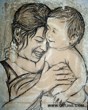 300x373 Mother And Child Pencil Drawing Jinson Joseph Elayidom