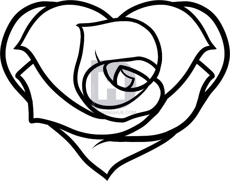 738x580 How To Draw A Heart Rose, Rose Heart, Step By Step, Drawing Guide