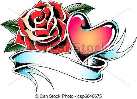 450x326 Roses And Heart Drawing