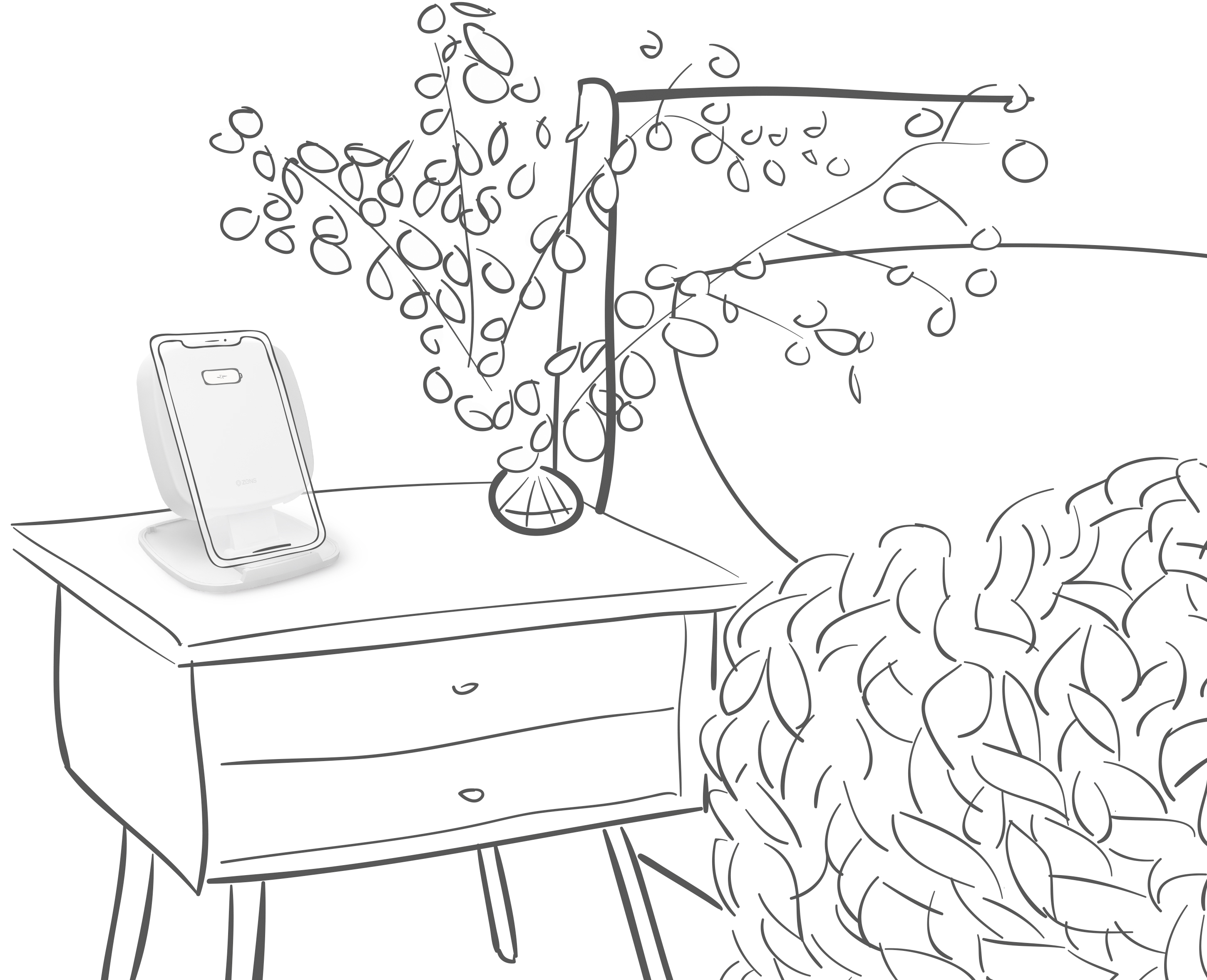 2900x2355 Zens Fast Wireless Charger Stand Base 10w White