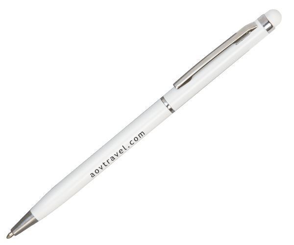 600x500 Slim Metal Stylus Pen Blue Chip Branding