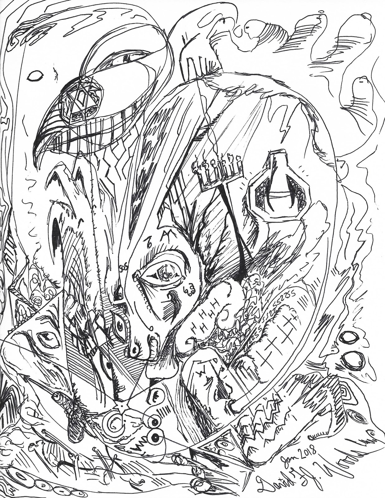 1237x1600 Outsider Art By David F J Woods Drawing 2018 David F J Woods