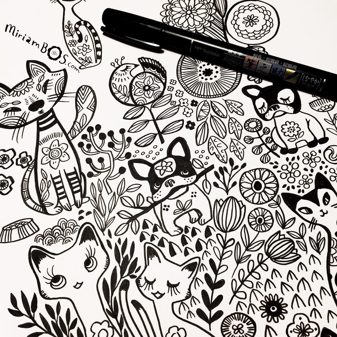 1080x1080 Some Cats And Dogs Line Art Tonight I Had Forgotten How Much I