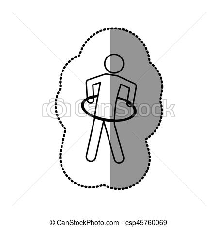 450x470 Sticker Of Monochrome Pictogram With Training In Hula Hoop Clip
