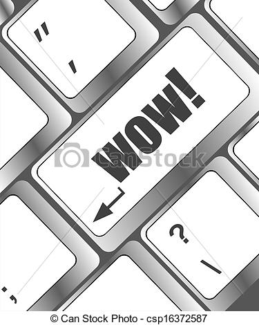 375x470 Button With Wow Symbols On The Modern Keyboard Stock Illustration