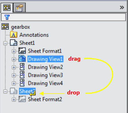 446x395 Solidworks Drawing Move View To A Different Sheet