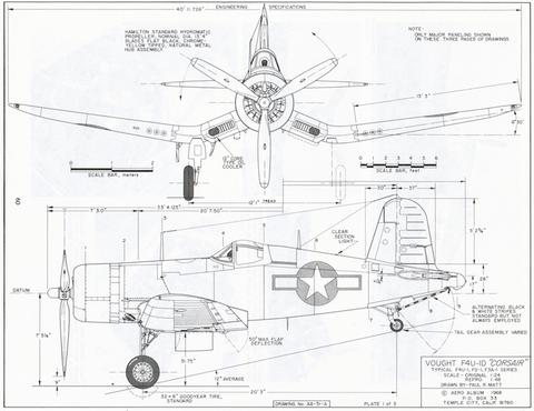 480x370 Chance Vought F4u 1d Corsair Us Navy 4 Views Drawings Aerodrawings