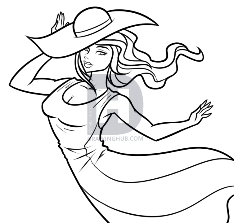 754x720 Summer Girl Drawing Tutorial, Step By Step, Drawing Guide, By