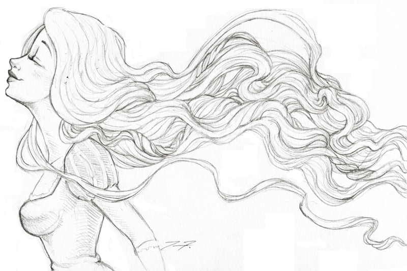 800x534 Collection Of Hair In Wind Drawing High Quality, Free