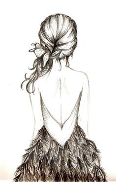 236x370 Feather Dress Drawing From Tumblr Drawings! Dress