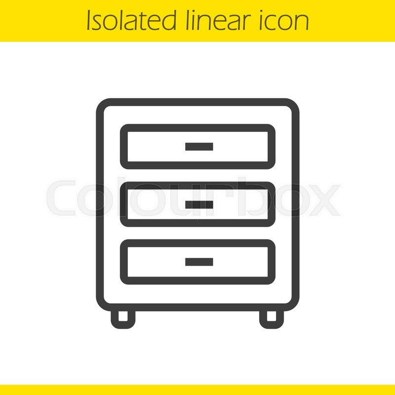 800x800 Dresser Linear Icon. Thin Line Illustration. Chest Of Drawers