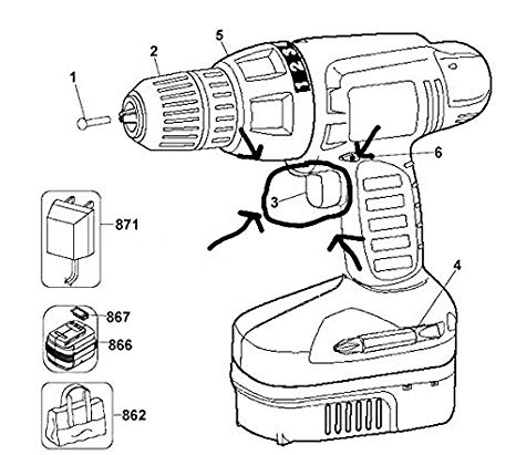 466x411 90521364 Black Amp Decker Switch, Wjack, Ps2400k Drill, Ps2400 Type
