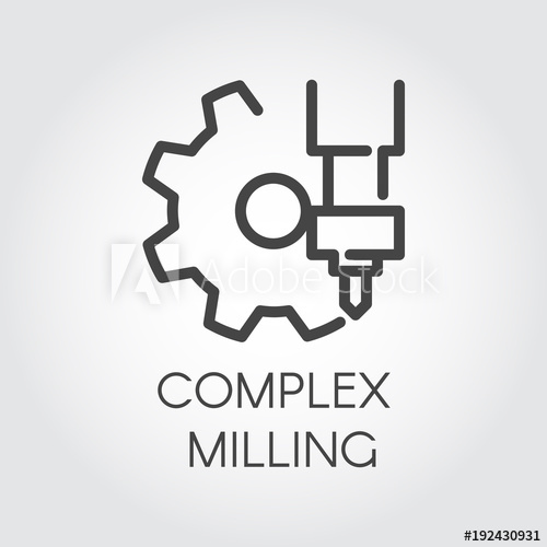 500x500 Complex Milling Concept Icon Drawing In Outline Style. Abstract