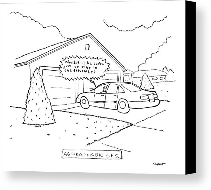 678x611 Man Sitting In His Car In The Driveway Canvas Print Canvas Art