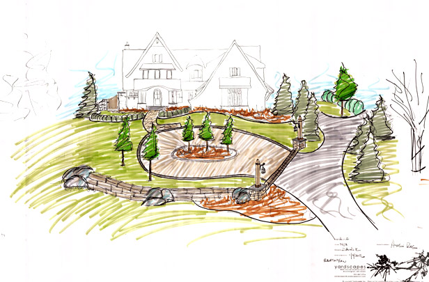 616x405 Front Entrance And Driveway Drawing Farmington, Mn