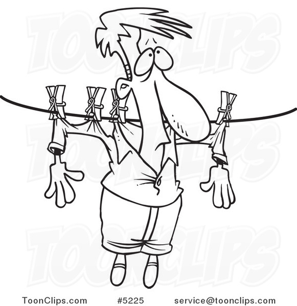 581x600 Cartoon Blacknd White Line Drawing Of Guy Hung Out To Dry On