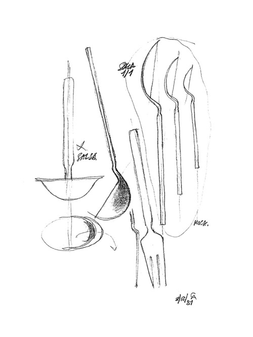 500x665 Design Is Fine. Achille Castiglioni, Sketch For Dry Cutlery Set,