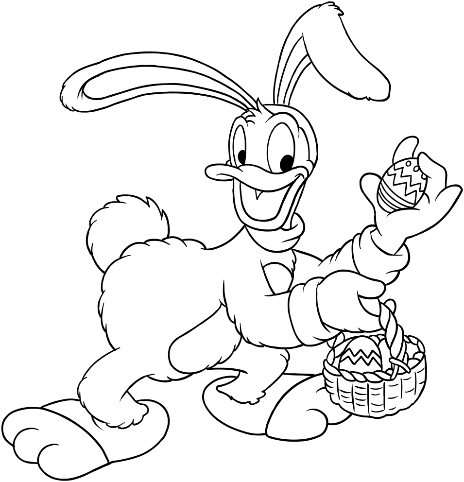 955x992 Donald Duck Rabbit Easter Coloring Page