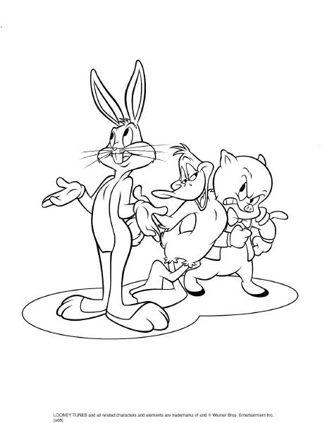 464x600 Porky Pig, Bugs Bunny, And Daffy Duck Coloring Sheet