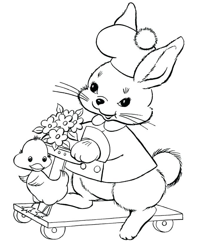 670x820 Peter Rabbit Colouring Pages A4 Bunny With Little Duck Coloring
