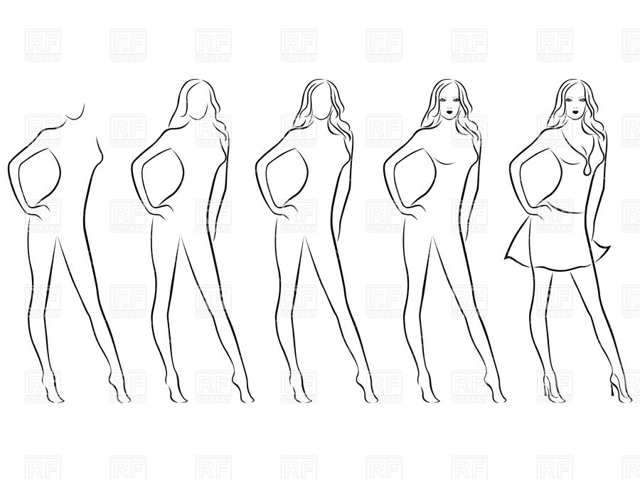 900x675 Sequence Of Hand Drawing Sketch Of A Beautiful Woman Vector Image