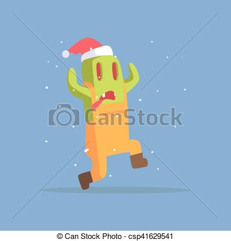 450x470 Green Featureless Monster In Dungarees Running In Winter . Eps