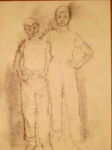 224x300 Two Friends Two Boys, In Dungarees Amp T Shirts Drawing 1963