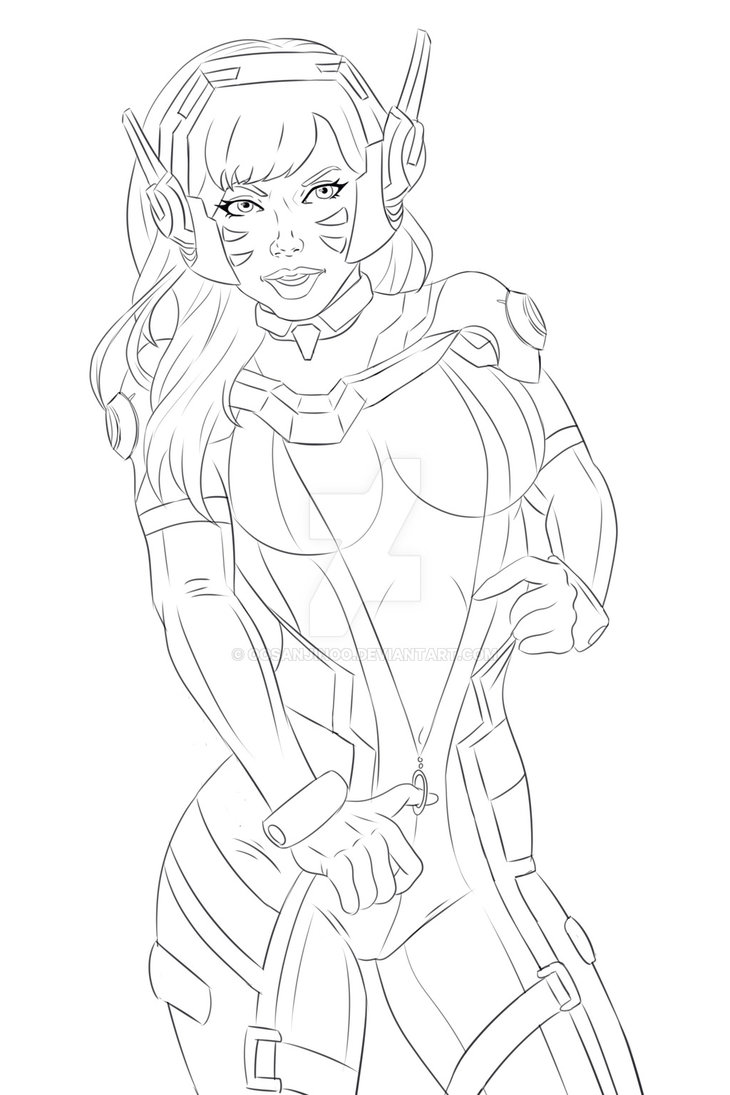 730x1095 Overwatch D.va Lineart By Oosanjinoo