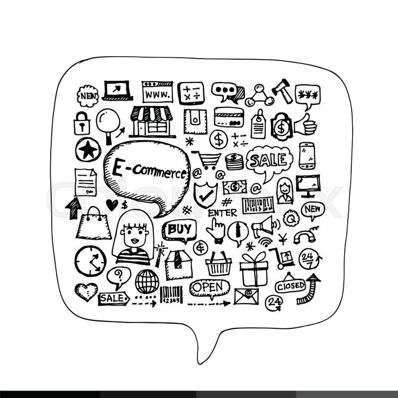 800x800 Freehand Drawing E Commerce Shopping Illustration Design Stock