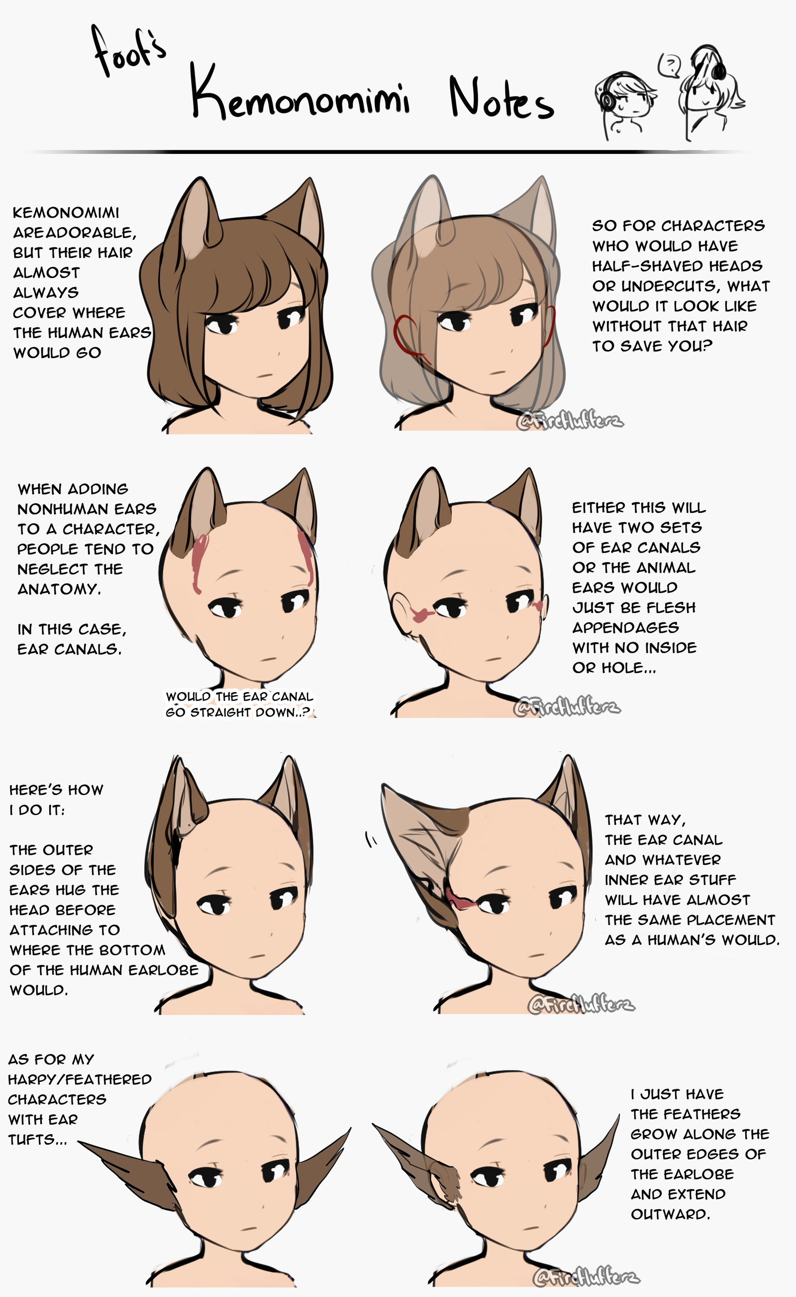 1600x2605 Kemonomimi Notes Animal Ear Tutorial By Fireflufferz Art