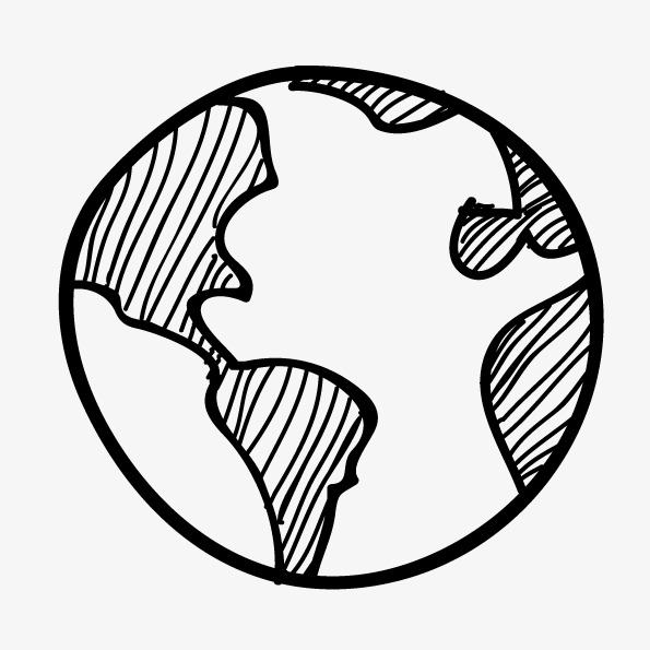 595x595 Vector Hand Drawn Black And White Earth, Vector Earth, Hand