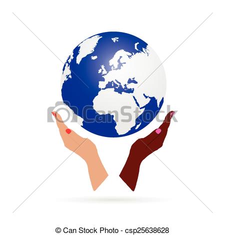 450x470 Woman Hand Black And White Holding Earth Vector Illustration