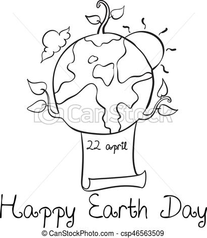 410x470 Happy Earth Day Style Doodle Hand Draw Vector Art.