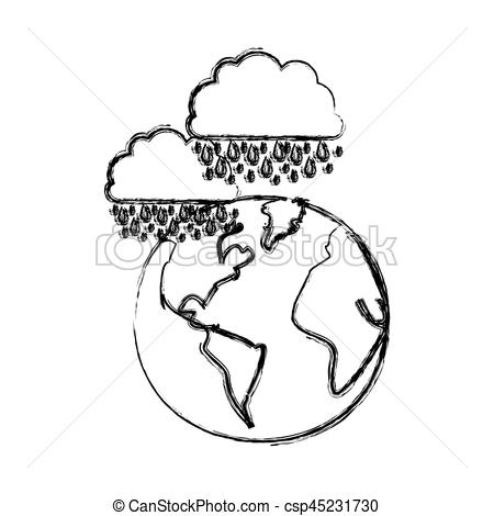 450x470 Monochrome Blurred Contour Of Cloud With Rain Over Planet