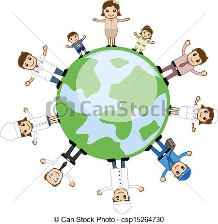 450x462 Conceptual Drawing Art Of People Standing Around The Earth Vector
