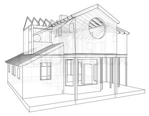 300x233 3d Drawing Of House House Structure Architecture Abstract Drawing