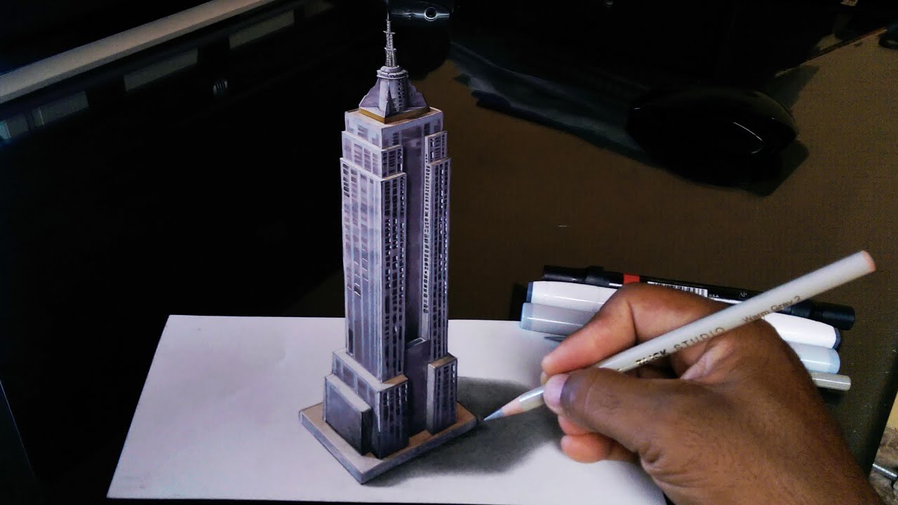 1280x720 How To Draw Empire State 3d Building