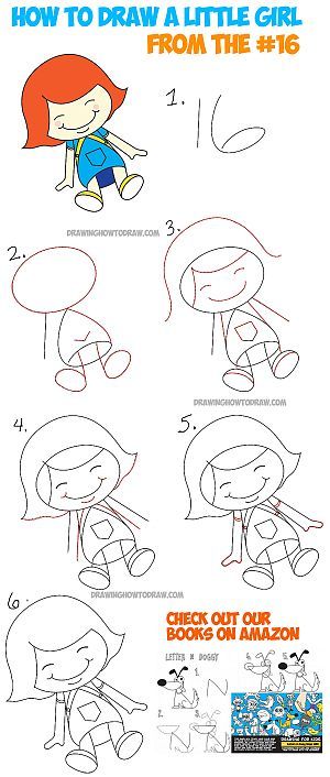 300x706 How To Draw A Cartoon Little Girl Or A Girl Dolly From The Number