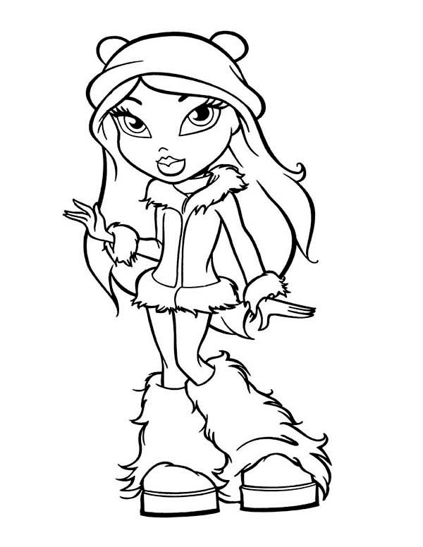 600x776 Fancy Teen Girl In Winter Season Outfit Coloring Page