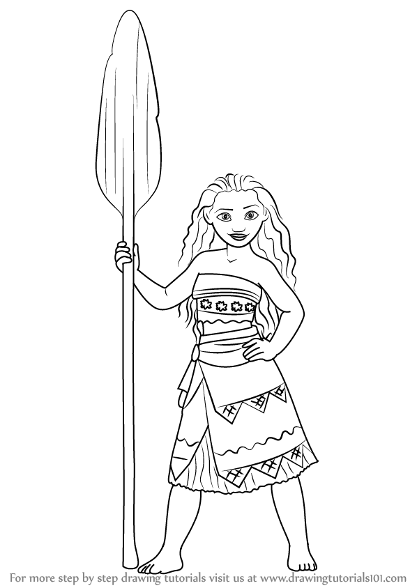 598x844 Learn How To Draw Moana Waialiki From Moana (Moana) Step By Step