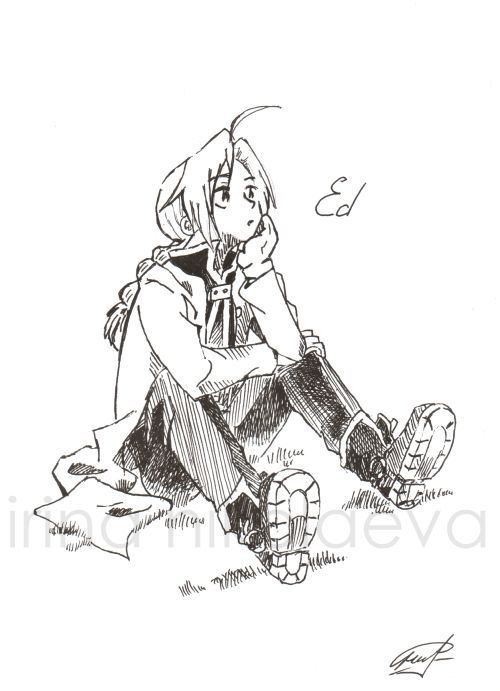500x691 Ed Fullmetal Alchemist Fan Art Ink Original Drawing By Walkyrie