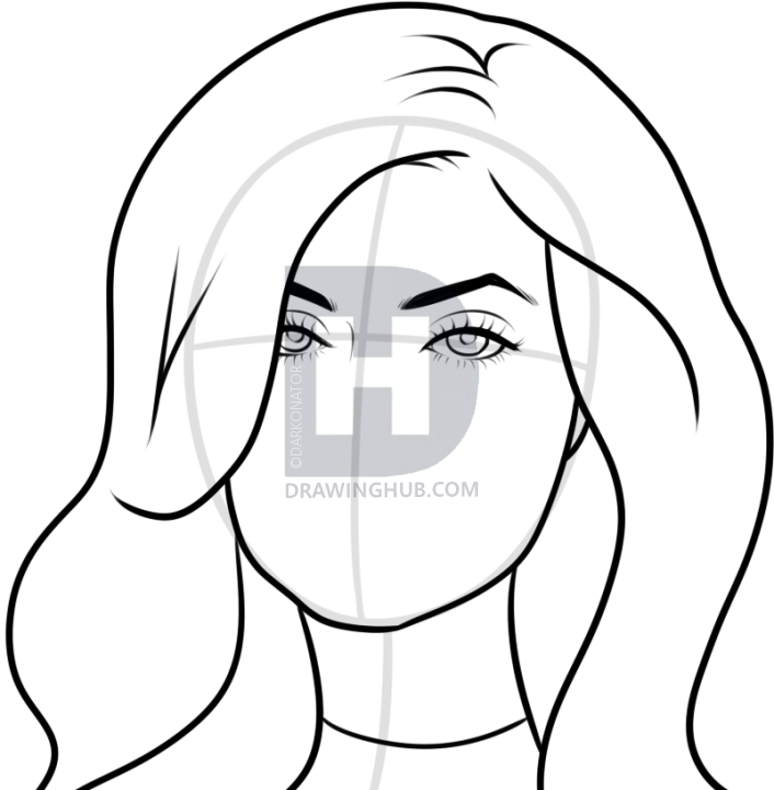 706x720 How To Draw Kylie Jenner, Step By Step, Drawing Guide, By