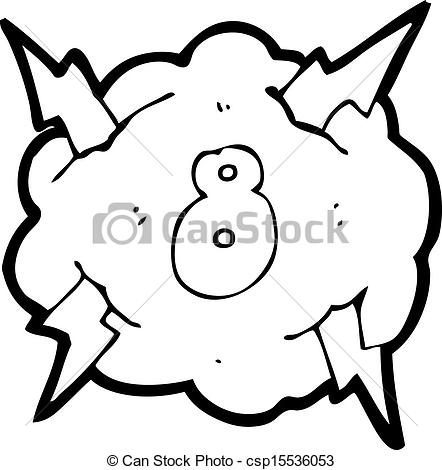 442x470 Cartoon Thunder Cloud With Number Eight Clipart Vector