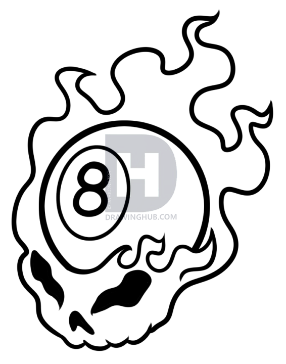 566x720 Drawing An 8 Ball Tattoo Style, Step By Step, Drawing Guide, By