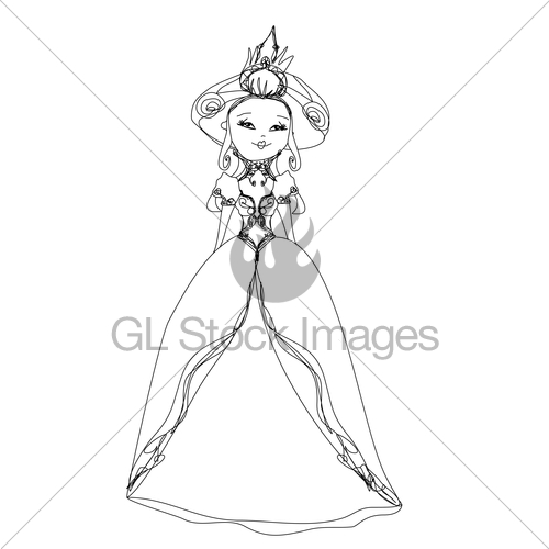 500x500 Queen Smiling In An Elegant Dress,hand Drawn Illustration Gl