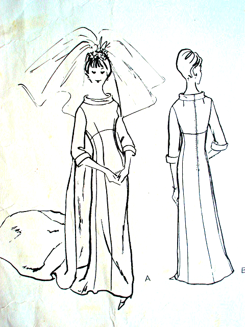 480x640 1960s Wedding Dress Bridal Gown Pattern Vogue Couturier Design