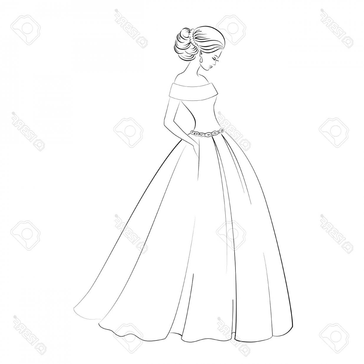 1235x1235 Wedding Dress Outline