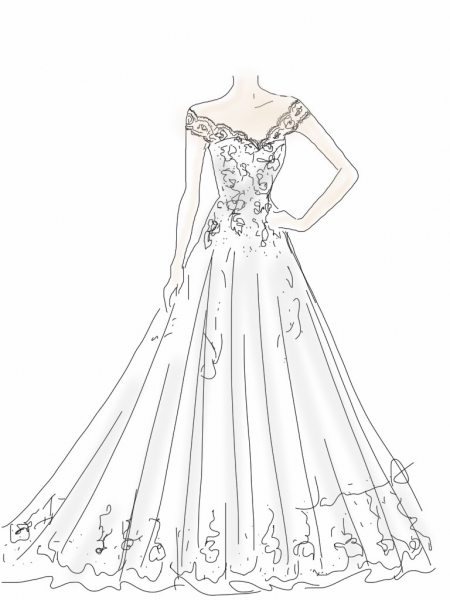 450x600 Collection Of Wedding Dress Drawing Designs High Quality