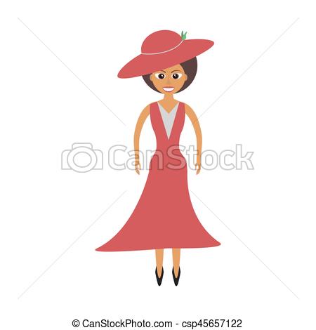 450x470 Elegant Woman Red Dress Icon, Vector Illustration Vector