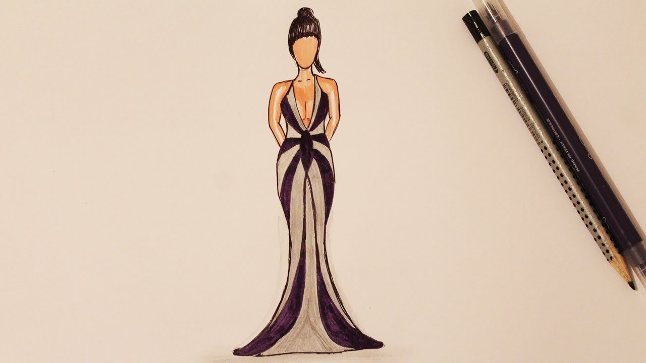 1280x720 How To Draw An Elegant Dress